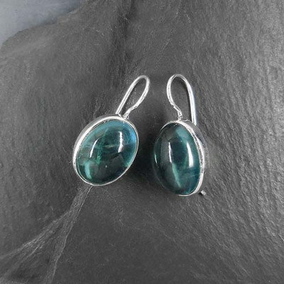 Fluorit Ohrringe Petrol