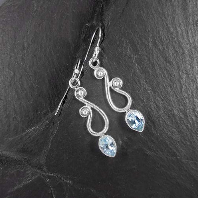 Blautopas Ohrringe Tropfen