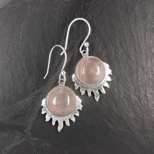 Rosenquarz Ohrrine Rund