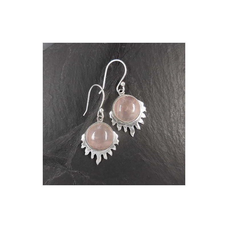 Rosenquarz Ohrrine Rund