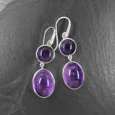 Amethyst Ohrringe 2 Steine