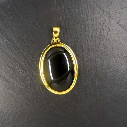 Onyx Anhänger Oval Vergoldet