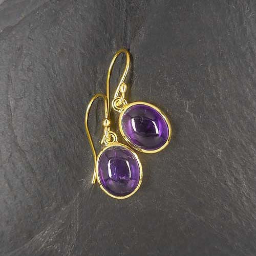 Amethyst Ohrringe Oval Vergoldet