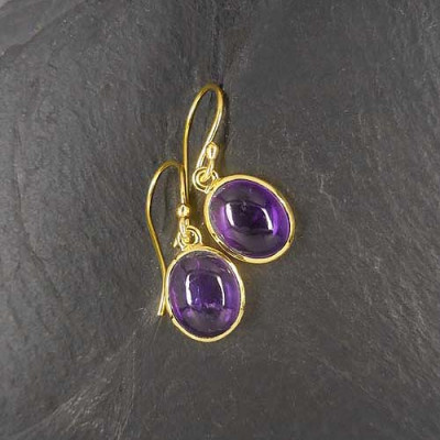 Amethyst Ohrringe Oval Vergoldet