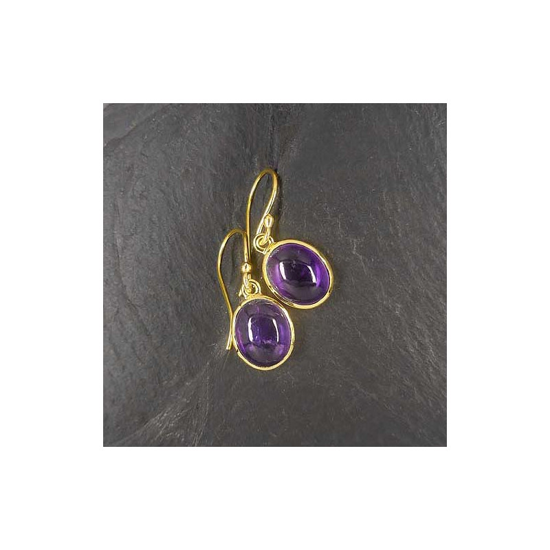 Amethyst Ohrringe Oval Vergoldet