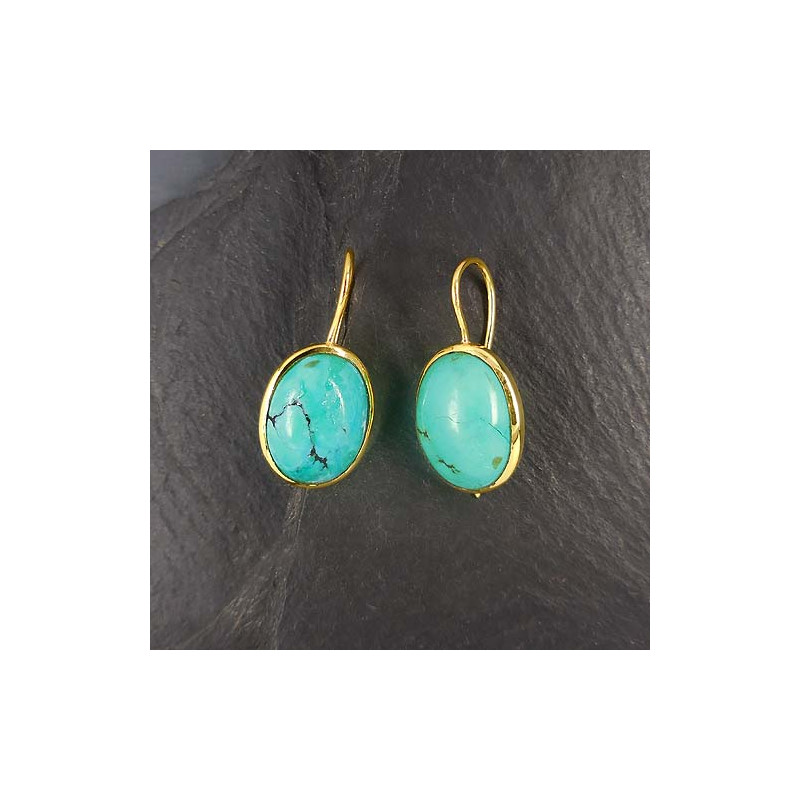 Türkis Ohrringe Oval Vergoldet