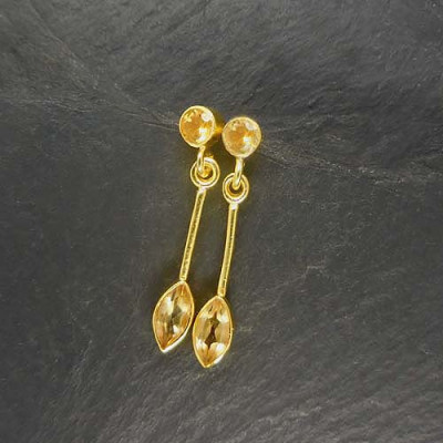 Citrin Ohrringe Stecker Vergoldet