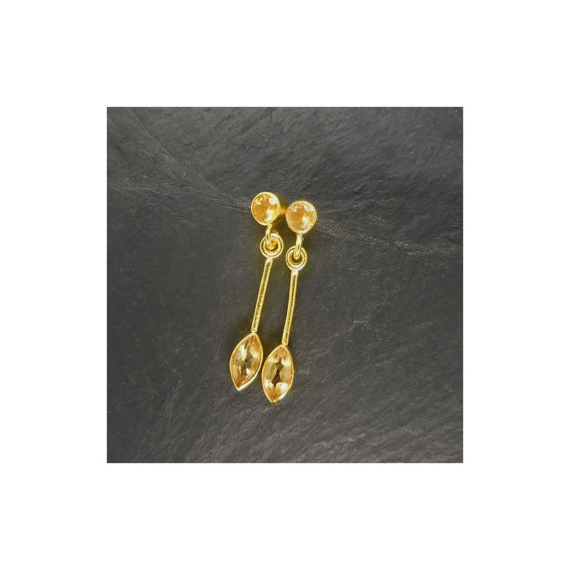 Citrin Ohrringe Stecker Vergoldet
