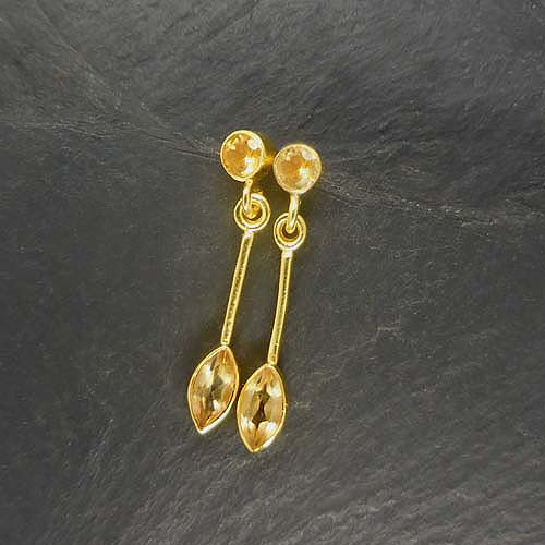 Citrin Ohrringe Stecker Vergoldet