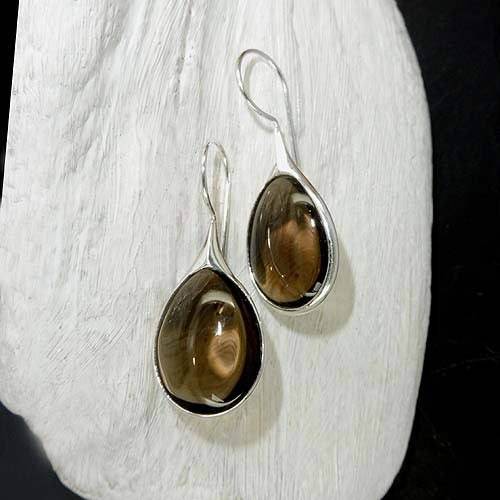 Rauchquarz Ohrringe Cabochon