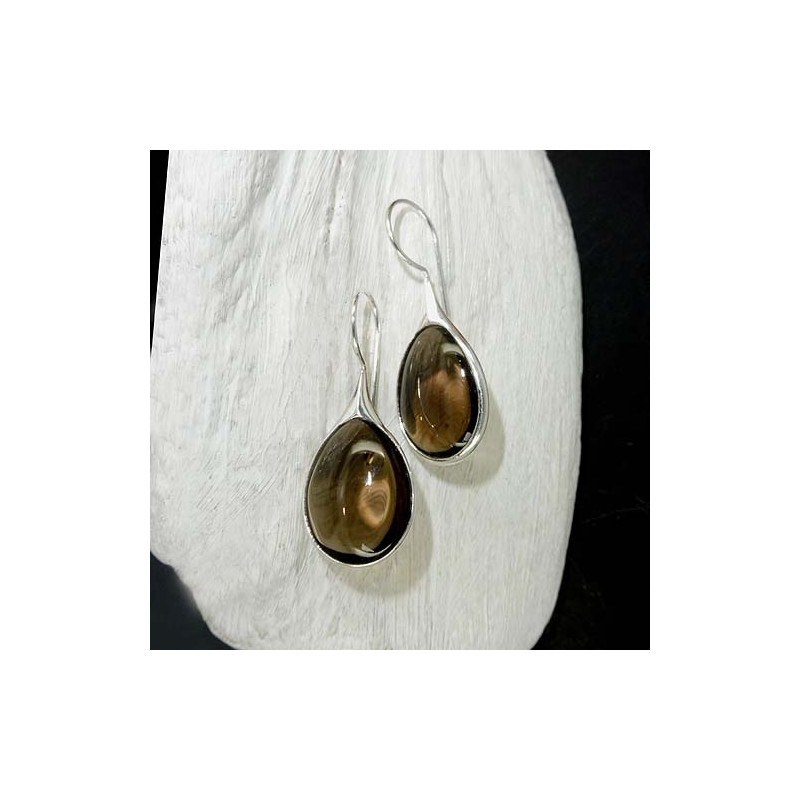 Rauchquarz Ohrringe Cabochon