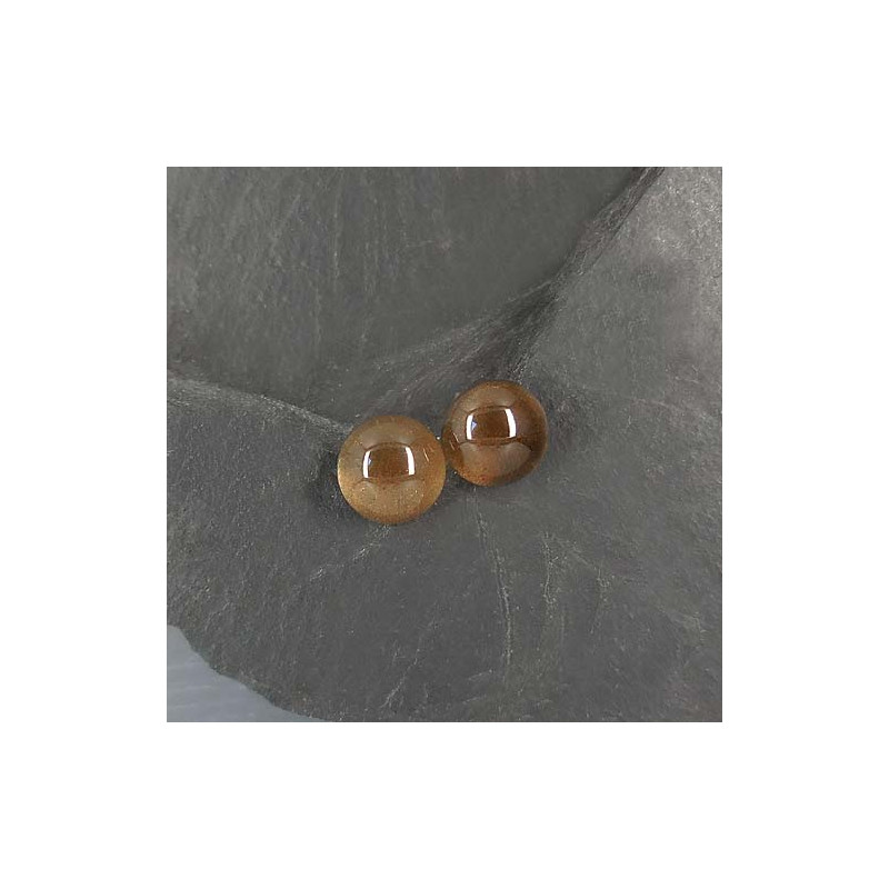 Rauchquarz Ohrstecker Rund