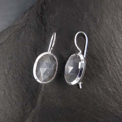 Graue Mondsteinohrringe Oval (TOo)