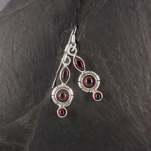 Granat Ohrringe 3 Steine