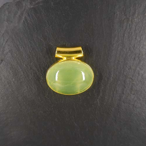 Prehnit Anhänger Oval Vergoldet