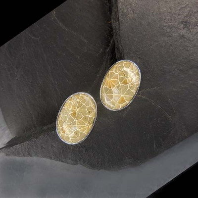 Fossile Koralle Ohrstecker