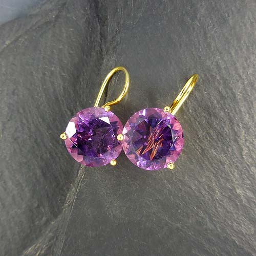 Amethyst Ohrringe Rund Vergoldet