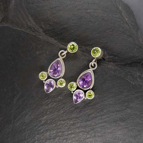 Amethyst Ohrringe mit Peridot
