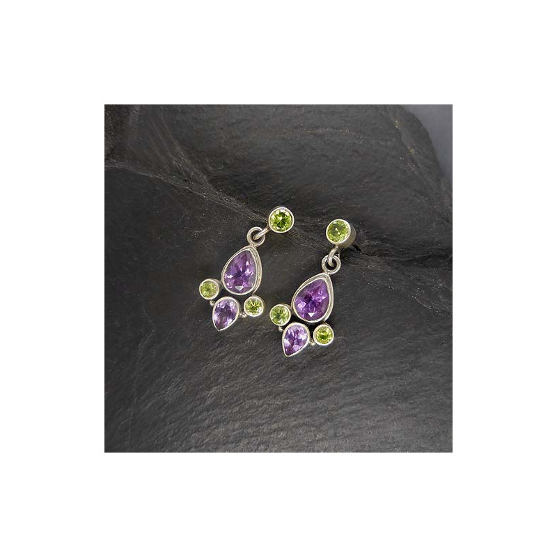 Amethyst Ohrringe mit Peridot
