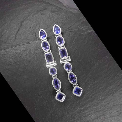 Iolit Ohrringe Stecker Lang