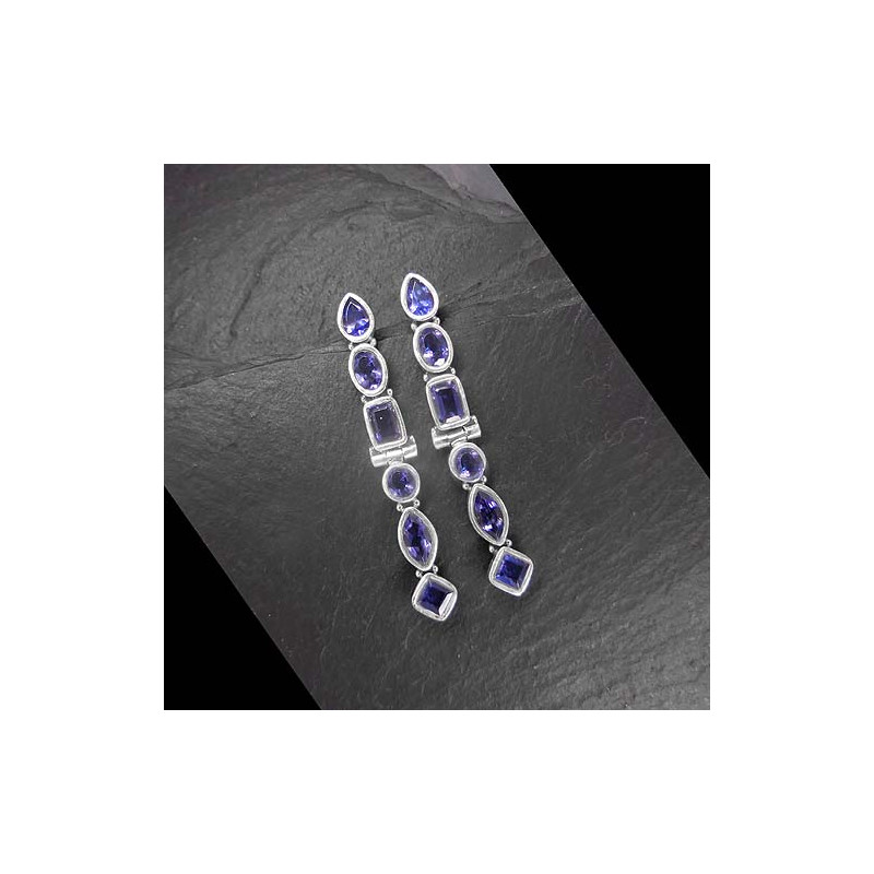 Iolit Ohrringe Stecker Lang
