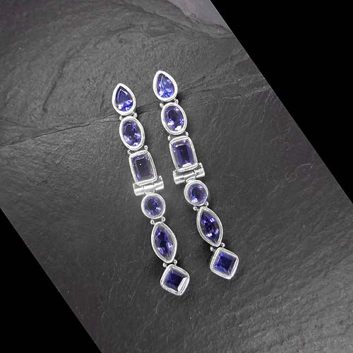 Iolit Ohrringe Stecker Lang