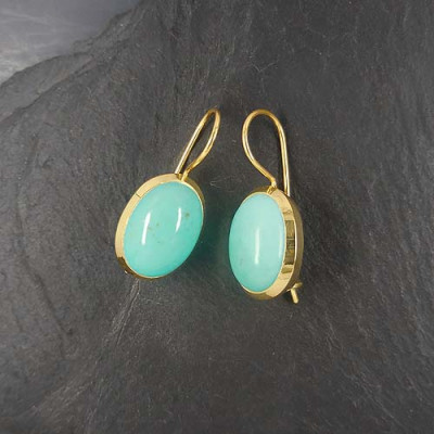 Türkis Ohrringe Oval Vergoldet