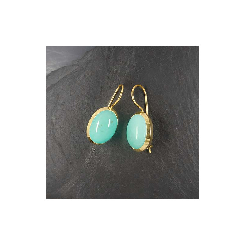 Türkis Ohrringe Oval Vergoldet