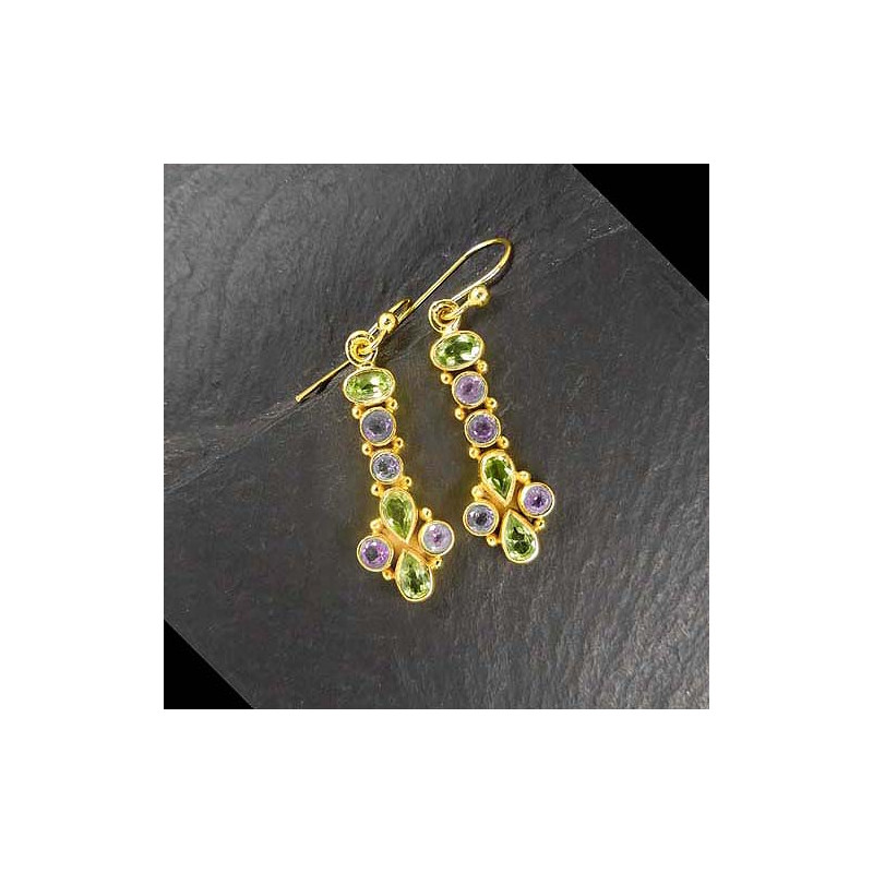 Amethyst Ohrringe mit Peridot Vergoldet