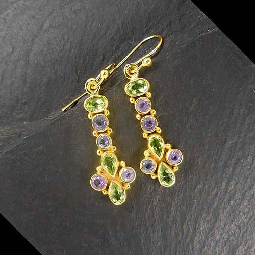 Amethyst Ohrringe mit Peridot Vergoldet