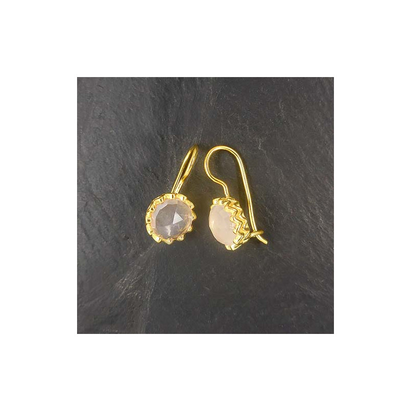 Rosenquarz Ohrringe Rund Vergoldet