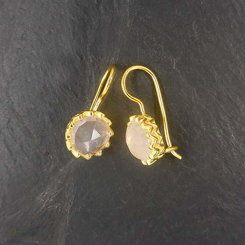 Rosenquarz Ohrringe Rund Vergoldet