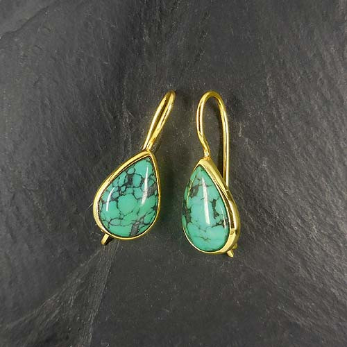 Türkis Ohrringe Tropfen Vergoldet