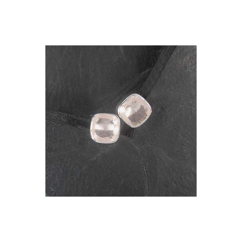 Rosenquarz Ohrstecker Quadrat
