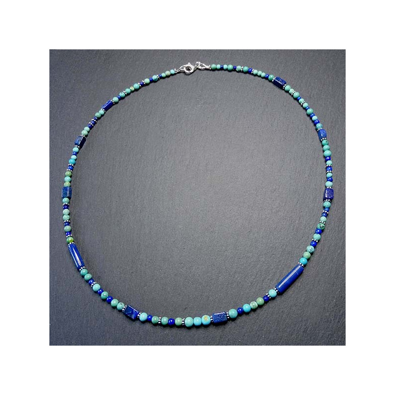 Türkiskette mit Lapis Lazuli- und Silberperlen