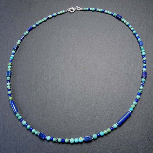 Türkiskette mit Lapis Lazuli- und Silberperlen