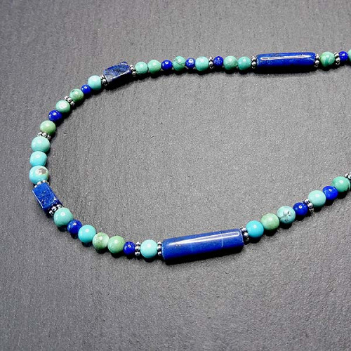 Türkiskette mit Lapis Lazuli- und Silberperlen