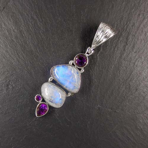 Mondstein Anhänger mit Amethyst