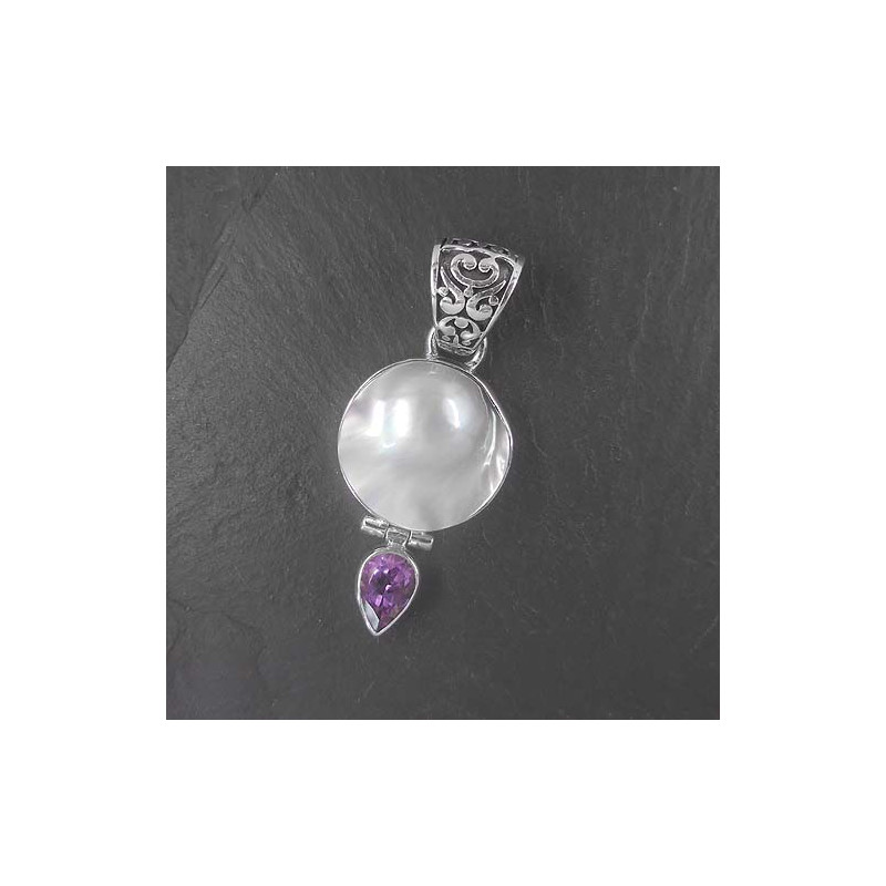 Amethyst Anhänger mit Mabe Perle