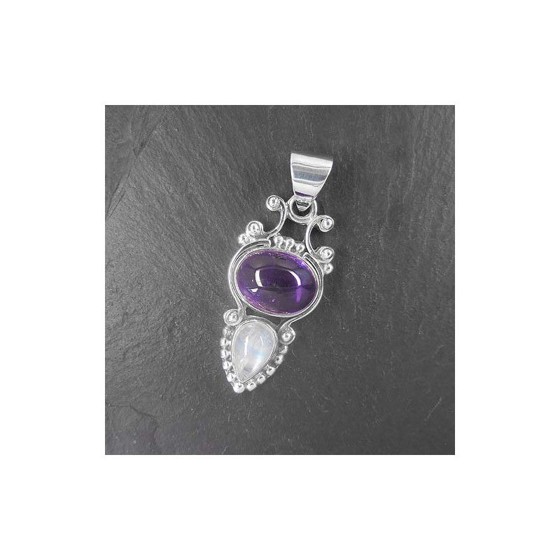 Amethyst Anhänger mit Mondstein