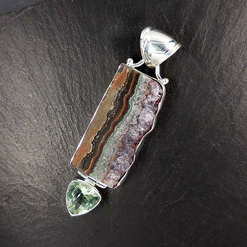 Amethystanhänger (Druse) mit Prasiolith