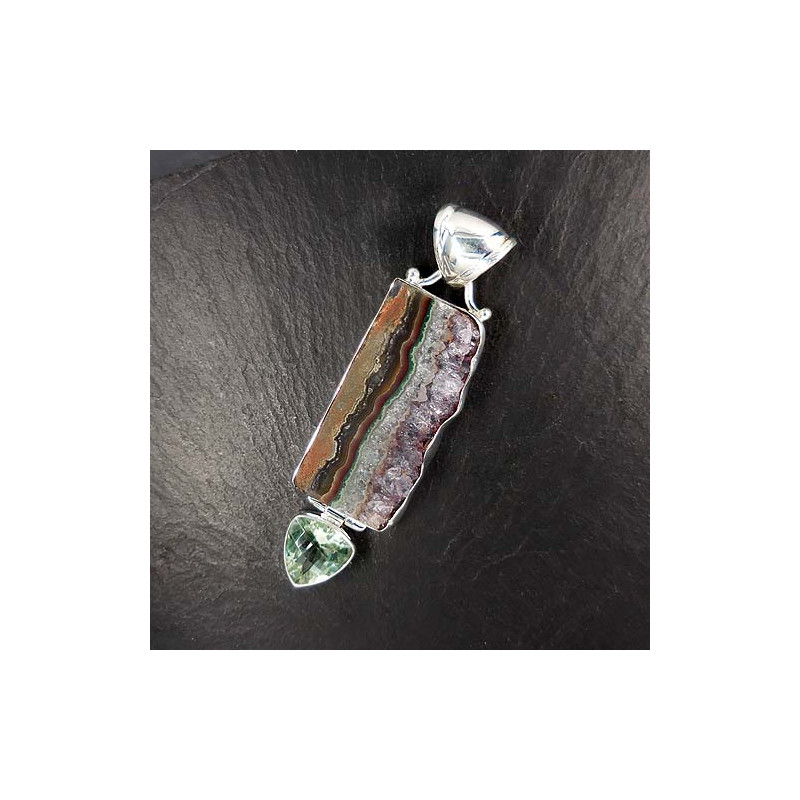 Amethystanhänger (Druse) mit Prasiolith