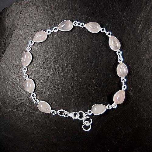 Rosenquarz Armband Tropfen