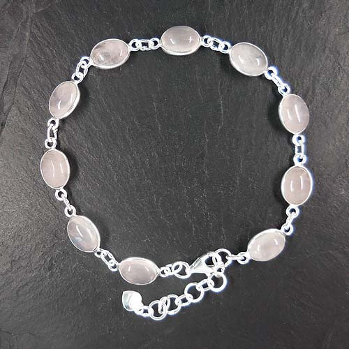 Rosenquarz Armband Oval