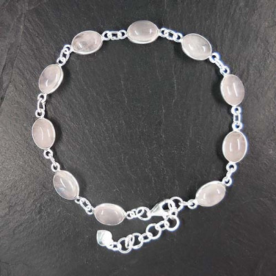 Rosenquarz Armband Oval