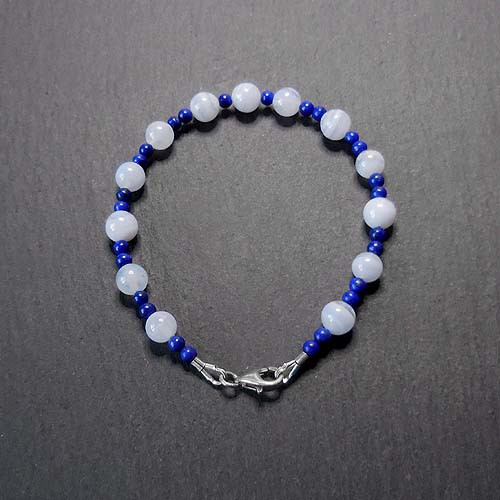 Chalcedon Armband mit Lapis Lazuli