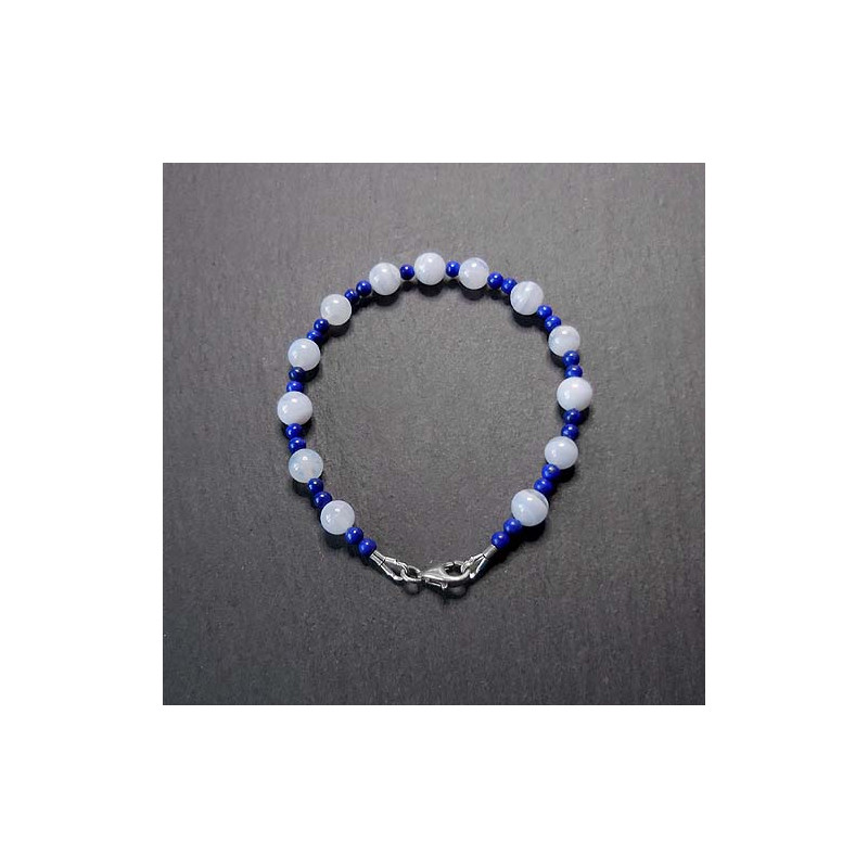 Chalcedon Armband mit Lapis Lazuli
