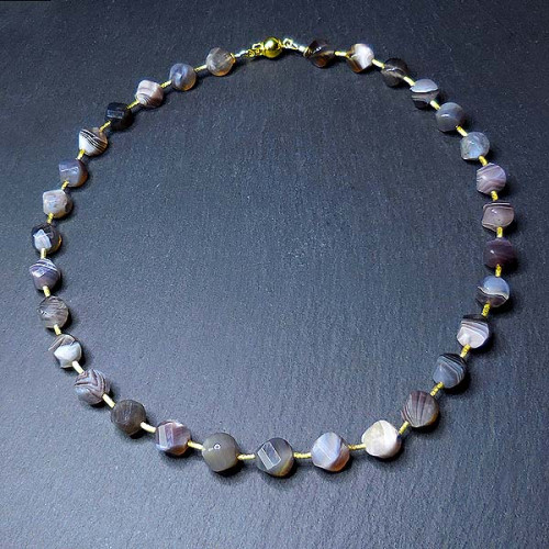 Botswana Achat Kette Vergoldet