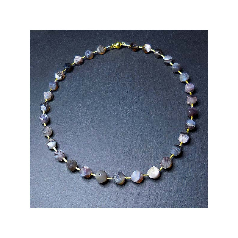 Botswana Achat Kette Vergoldet