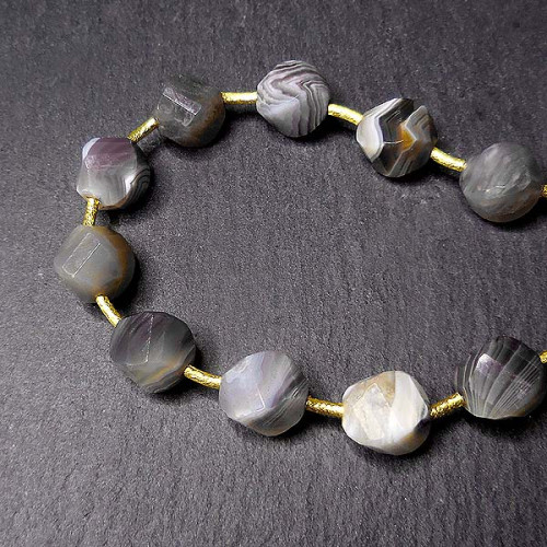 Botswana Achat Kette Vergoldet